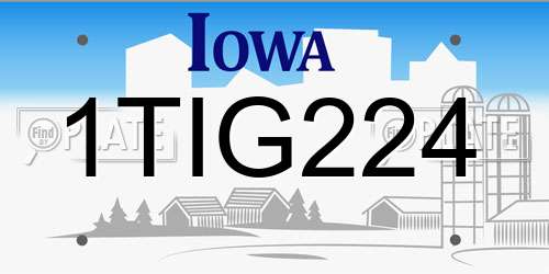 1TIG224 Iowa License Plate