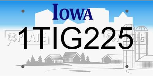 1TIG225 Iowa License Plate