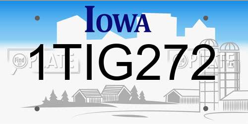 1TIG272 Iowa License Plate