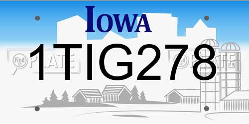 1TIG278 Iowa License Plate