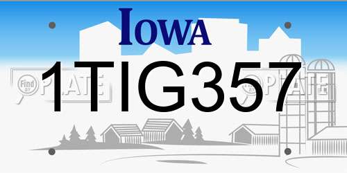1TIG357 Iowa License Plate