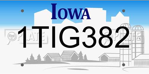 1TIG382 Iowa License Plate