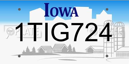 1TIG724 Iowa License Plate
