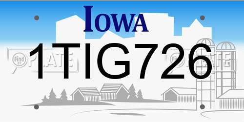 1TIG726 Iowa License Plate