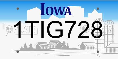1TIG728 Iowa License Plate