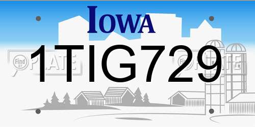 1TIG729 Iowa License Plate