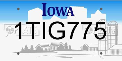 1TIG775 Iowa License Plate