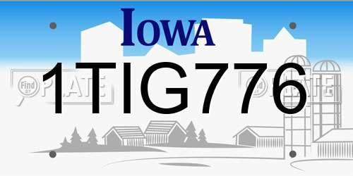 1TIG776 Iowa License Plate