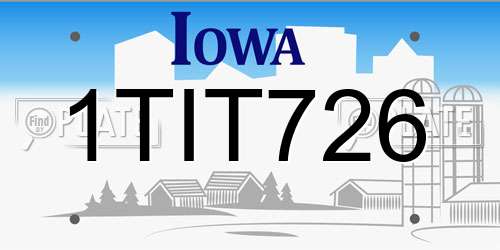 1TIT726 Iowa License Plate