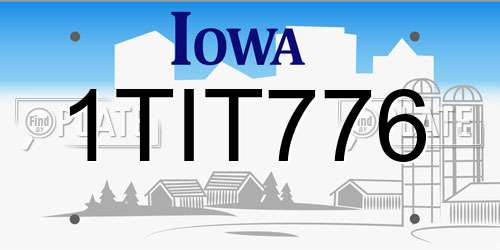 1TIT776 Iowa License Plate