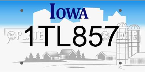 1TL857 Iowa License Plate