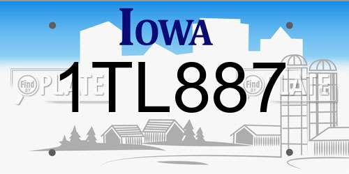 1TL887 Iowa License Plate