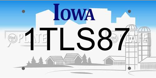 1TLS87 Iowa License Plate