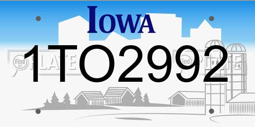 1TO2992 Iowa License Plate