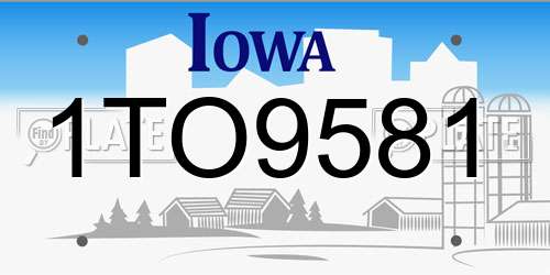 1TO9581 Iowa License Plate