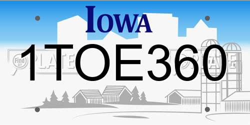 1TOE360 Iowa License Plate