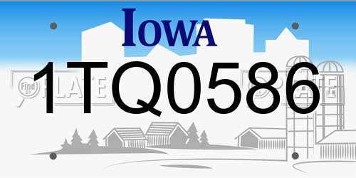 1TQ0586 Iowa License Plate