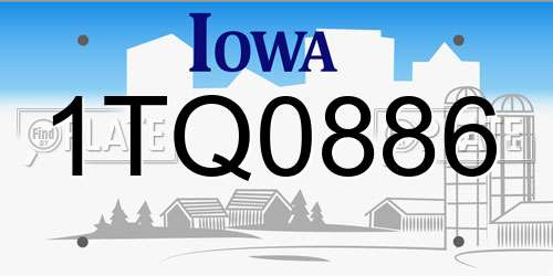 1TQ0886 Iowa License Plate