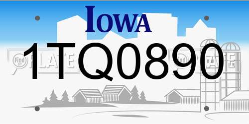 1TQ0890 Iowa License Plate