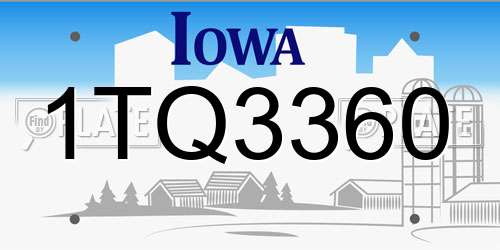1TQ3360 Iowa License Plate