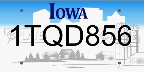 1TQD856 Iowa License Plate