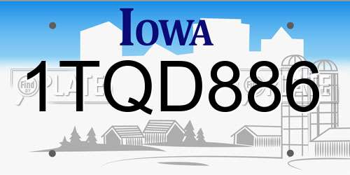 1TQD886 Iowa License Plate