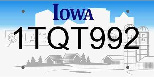 1TQT992 Iowa License Plate