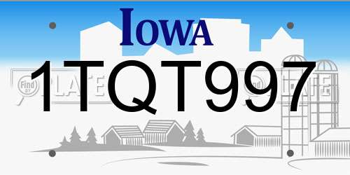 1TQT997 Iowa License Plate