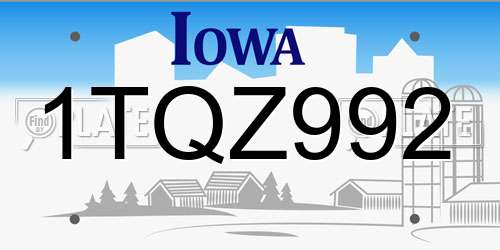 1TQZ992 Iowa License Plate