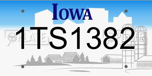 1TS1382 Iowa License Plate