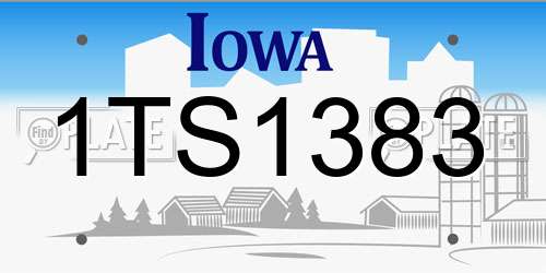 1TS1383 Iowa License Plate