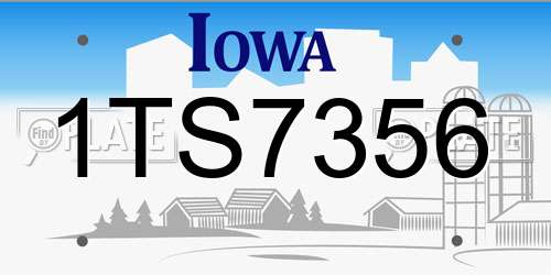 1TS7356 Iowa License Plate