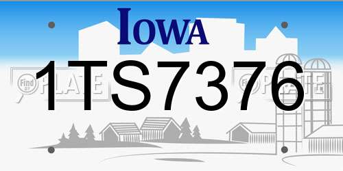 1TS7376 Iowa License Plate