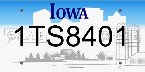 1TS8401 Iowa License Plate