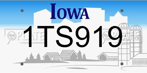 1TS919 Iowa License Plate