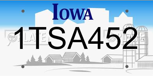 1TSA452 Iowa License Plate