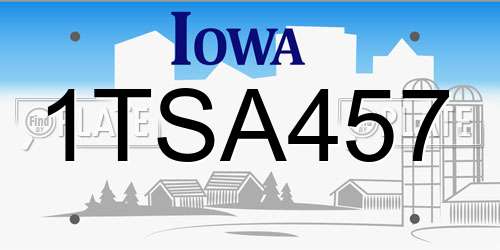 1TSA457 Iowa License Plate