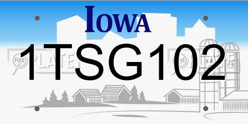 1TSG102 Iowa License Plate