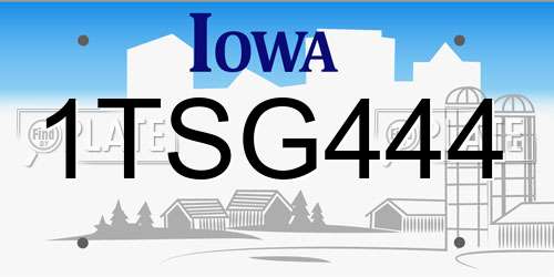 1TSG444 Iowa License Plate