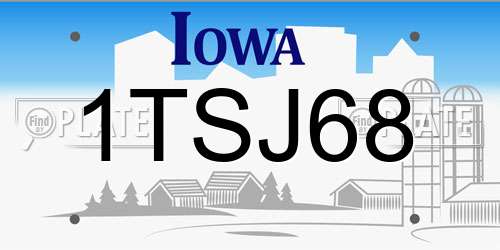 1TSJ68 Iowa License Plate