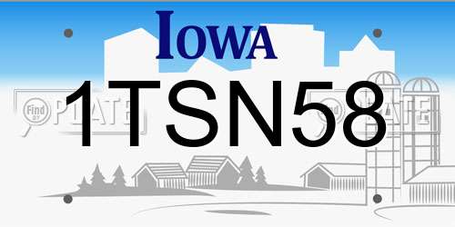1TSN58 Iowa License Plate