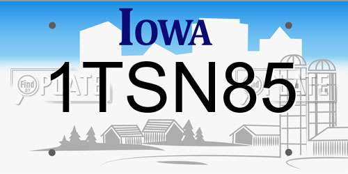 1TSN85 Iowa License Plate