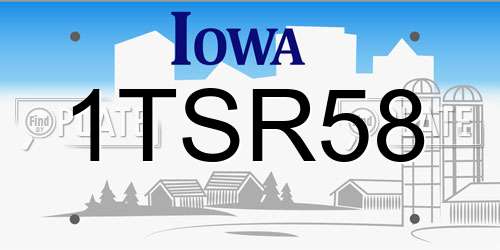 1TSR58 Iowa License Plate