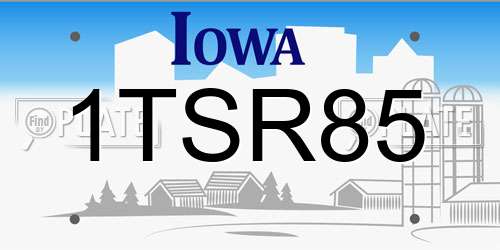 1TSR85 Iowa License Plate