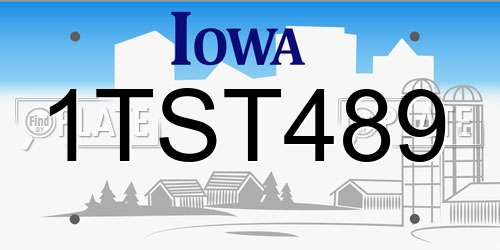 1TST489 Iowa License Plate