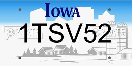 1TSV52 Iowa License Plate