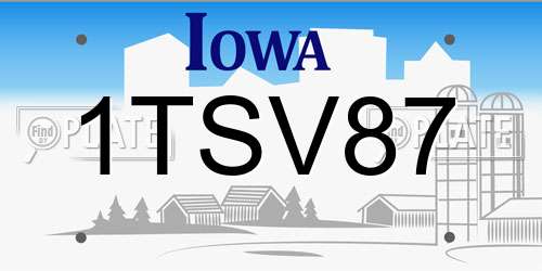 1TSV87 Iowa License Plate