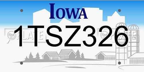 1TSZ326 Iowa License Plate