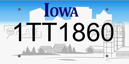 1TT1860 Iowa License Plate