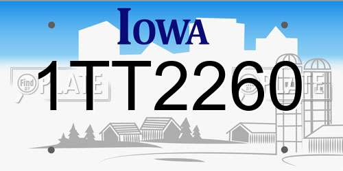 1TT2260 Iowa License Plate